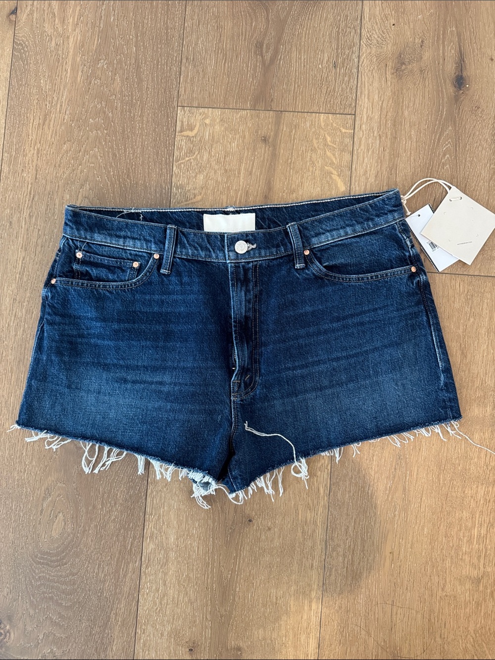 MOTHER Dark Indigo Denim Cutoff Jean Shorts